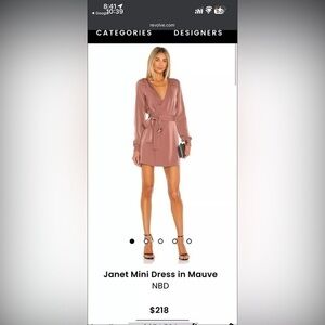 NWT revolve NBD Janet Wrap Dress Mauve Size M